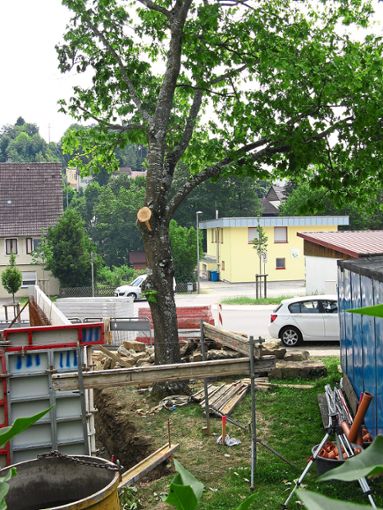 Der Platz um den Partnerschaftsbaum wird nicht wie geplant aufgewertet – dort entsteht jetzt eine Garage. Foto: Weber Foto: Schwarzwälder Bote