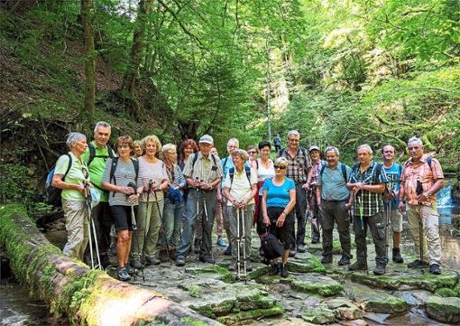 Die 24 Teilnehmer des Oberndorfer Albvereins genießen die Idylle an der Wutach.  Foto: Elsässer Foto: Schwarzwälder Bote
