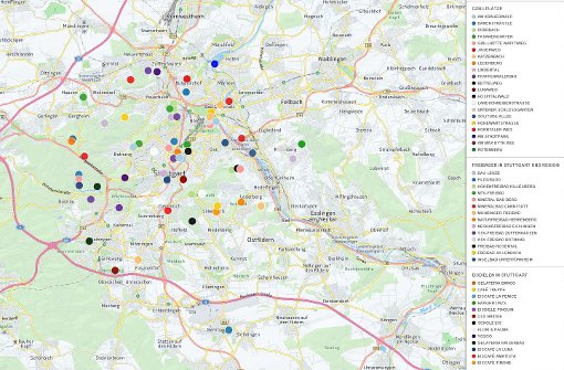 Ob Eisdielen, Freibäder, Grillplätze, Biergärten oder tolle Ausflugsziele -  Für jedes Vorhaben findet sich in Stuttgart das passende Ziel. All diese Orte haben nun ihren Platz auf unserer interaktiven Übersichts-Karte gefunden.  Foto: Screenshot/Google