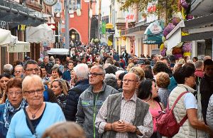 Den deutlichsten Zuwachs bei der absoluten Einwohnerzahl hat mit 3010 Neubürgern die Stadt Lahr zu verzeichnen. Während der Chrysanthema ist  in der  Innenstadt aber natürlich besonders viel los.  Foto: Braun