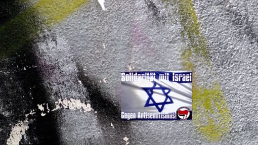 Aufkleber der Antifa: „Solidarität mit Israel - Gegen Antisemitismus“. Fahne Israels mit Davidstern (Archivfoto). Foto: IMAGO/IPON/IMAGO