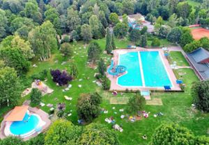 Idyllisch liegt das Parkschwimmbad im Schlosspark. Doch auch an ihm nagt der Zahn der Zeit.  Foto: Müller