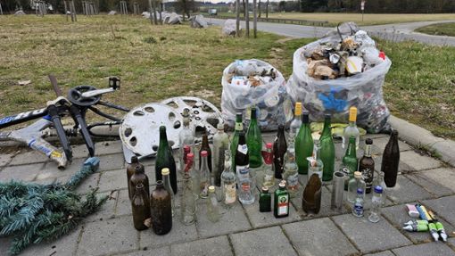 Die „Ausbeute“ der Müllsammelaktion von Miriam Steup und Georg Bentele. Foto: Bentele/Steup