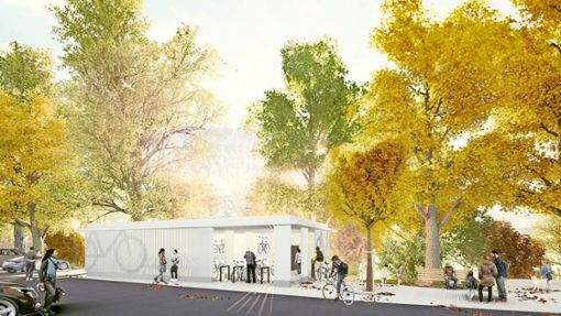 So soll das neue Fahrradparkhaus in der Nähe des Bahnhofs aussehen. (Visualisierung) Foto: Asal Architekten Partnerschaft mbB