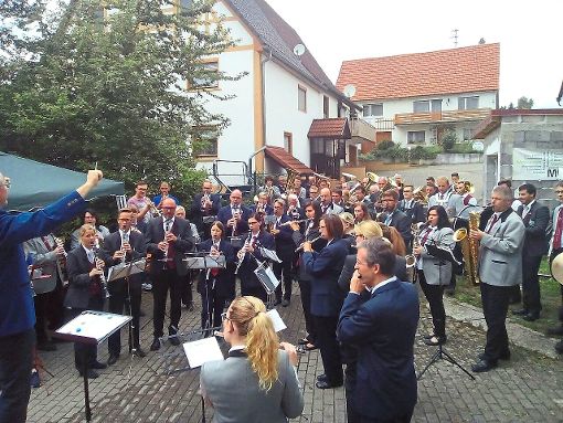 Die Bisinger Kapellen musizierten gemeinsam im Massenchor.  Foto: Wolf Foto: Schwarzwälder-Bote