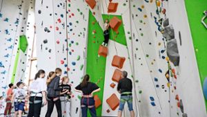 Kletternd Erfahrungen und Kompetenzen sammeln, und das mit viel Spaß, das ist das Konzept des alljährlichen Klettertags des Netzwerks Campus Schule-Wirtschaft. Foto: Siegmeier
