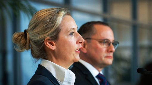 Sehen sich im Unrecht: Alice Weidel und Tino Chrupalla – die beiden Bundessprecher der AfD. Foto: imago/Political-Moments