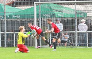Mit seinem zweiten Treffer sorgte Bastian Bothner (rechts) für den Ausgleichstreffer zum 2:2 für die Gechinger.  Foto: Kraushaar