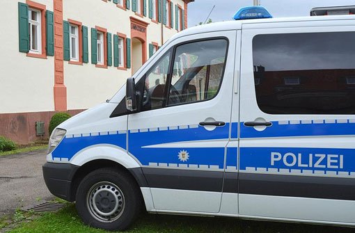 Ein Polizeiauto steht am Montag in Mosbach (Baden-Württemberg) vor dem Landgericht, vor dem der Prozess um einen Doppelmord begonnen hat. Foto: dpa