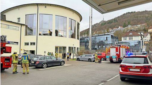Die Feuerwehr war am Mittwochmorgen am Ebinger Hallenbad im Einsatz. Foto: Jannik Nölke