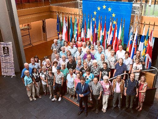 Die Lesergruppe des Schwarzwälder Boten   im Europaparlament mit dem EU-Abgeordneten Andreas Schwab (vorne). Foto: Kienzler Foto: Schwarzwälder-Bote