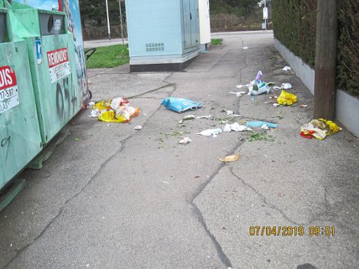 Schon wieder liebt Müll vor den Containern in der Schopfelenstraße.  Foto: Parage
