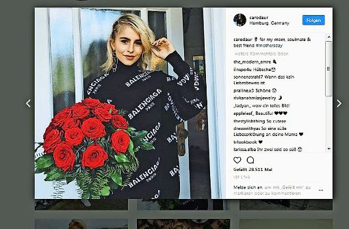 Caroline Daur hat viele Abonnentinnen  auf Internetplattformen und ist deshalb für Modefirmen als Markenbotschafterin sehr interessant. Foto: Instagram
