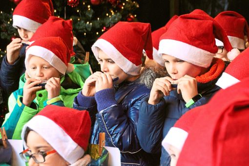 Alle Schülerinnen und Schüler der Warenbergschule singen und musizieren auf der Weihnachtsmarktbühne.   Foto: Schwarzwälder Bote