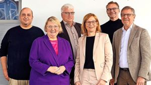 Die Teilnehmer der Diskussionsrunde von links: Senat Sahiti, Katja Mast, Günter Bogenrieder, Tanja Gebhard, Thomas Ott und Thomas Conrady. Foto: Marianne Hötzel