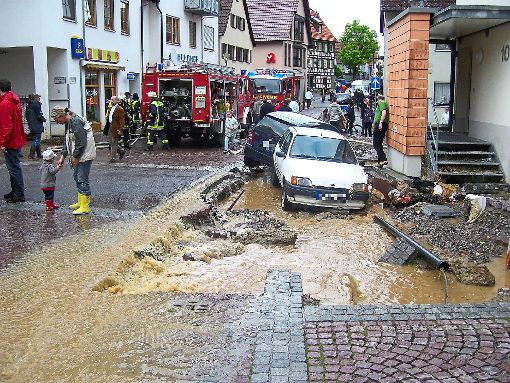 Am 15. Mai 2009 kam es in Gechingen zu einem verheerenden Hochwasser.  Foto: AK Heimatgeschichte Foto: Schwarzwälder-Bote