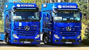 Auch zwei Lastwagen der Scheerer Logistik haben an der „Teddybär-Tour“ 2023 teilgenommen. Foto: Unternehmen