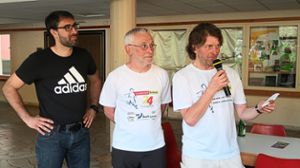 Sie sind die Motoren und Impulsgeber des Spendenlaufs (von links):  Christian Sum, Heinz Schmitt und Siegbert Armbruster. Foto: Bea