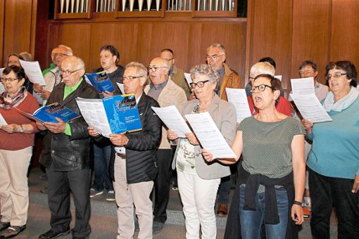 Souverän dirigiert Irina Hilser die Chorgemeinschaft Nußbach, die  mit vierstimmigen Liedern die Gläubigen erfreut.  Fotos: Kienzler Foto: Schwarzwälder Bote