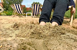 Der Sand aus Royan auf der Gartenschau kommt gut an. Nur was passiert mit ihm nach dem Ende der Gartenschau? Foto: Dick