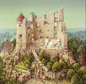 Die Burgruine Herrenzimmern – wie sie Maler Norbert Stockhus sieht.  Foto: Kimmich Foto: Schwarzwälder Bote