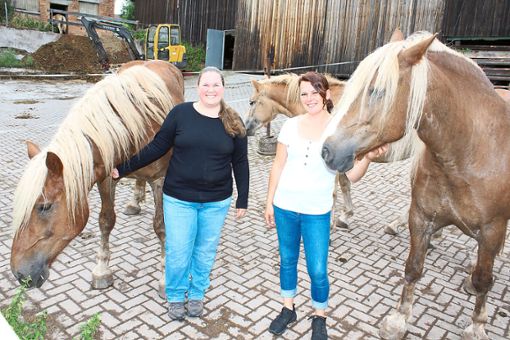 Manuela Waidelich (rechts) und Franziska Pasch lieben Pferde. Sie sind entsetzt über einen Unbekannten, der  Weidezäune zerschneidet. Foto: Köncke