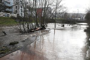 Der Fuß- und Radweg entlang der Waldach wurde in den letzten Wochen oft überflutet und gesperrt. Foto: Fritsch