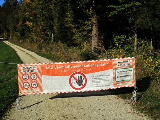 Banner warnen zurzeit davor, bestimmte Waldwege im Kreis zu betreten.  Foto: Gauggel