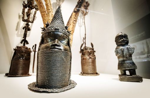 Benin-Bronzen, derzeit noch im Stuttgarter Linden-Museum Foto: dpa/Christoph Schmidt