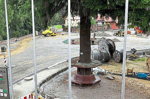 Der Bau des Kreisverkehrs in der Höfener Ortsmitte sorgt für derzeit für mächtig Unmut. Foto: Gemeinde Höfen