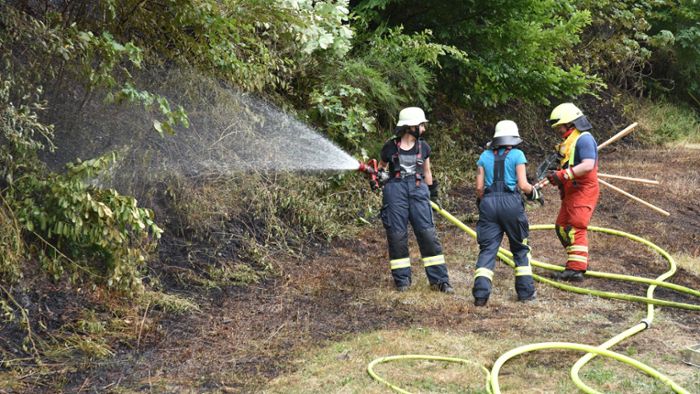 Zwei Feuerwehrmänner bei Kaibach-Brand leicht verletzt