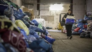 Container voller Hilfsgüter nach Syrien