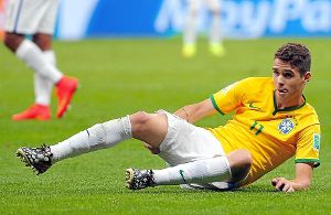 Mittelfeldspieler Oscar, noch der beste Brasilianer im Spiel um Platz 3 gegen die Niederlande, war nach dem Schlusspfiff ratlos und vergoss Tränen.  Foto: dpa