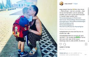 Mit diesem Instagram-Post beschrieb Angela Wehrmann am Dienstag den Abschied von ihrem Sohn. Foto: Screenshot/sb