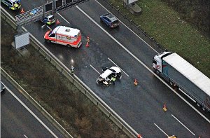 Die Unfallstelle auf der A 8 bei Möhringen. Foto: Polizei