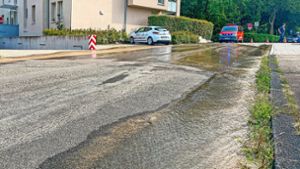In Lahr wird eine Straße überflutet