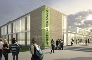 So soll das neue Gesicht der Albertville-Realaschule aussehen.  Foto: Visualisierung: HSP