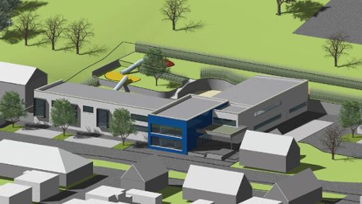 So sieht die geplante Kindertagesstätte in der Onstmettinger Schwabstraße im Modell aus ... Foto: Architekturbüro Strichwerk