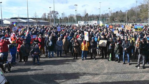 Von rund 2000 Teilnehmern sprechen Veranstalter und Polizei bei der Demonstration gegen den AfD-Landesparteitag in Rottweil. Foto: Weisser