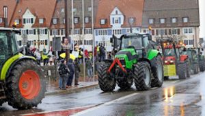 Bei der Protestaktion am vergangenen Samstag  wurden die Traktoren am Marktplatz von den Demonstranten mit großem Jubel empfangen. (Archivfoto) Foto: Beyer