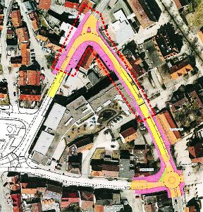 Der gekennzeichnete Bereich der Johannes-Feyrer-Straße soll umgebaut werden. Plan: Stadt Albstadt Foto: Schwarzwälder-Bote