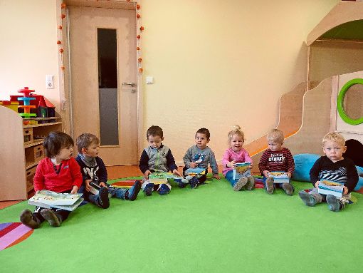 Die Krippenkinder mit ihrer neuen Bilderbibel.  Foto: Kindergarten Foto: Schwarzwälder-Bote