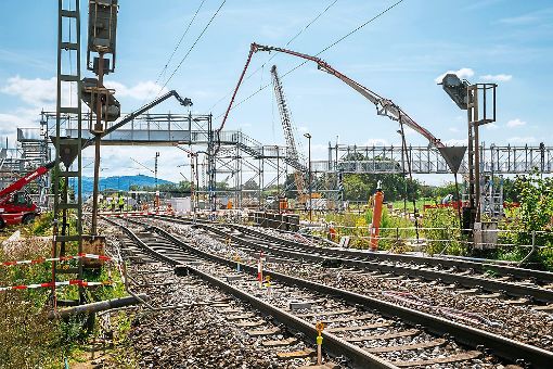 Die Arbeiten auf der Baustelle der Rheintalbahn kommen voran. Foto: Deutsche Bahn