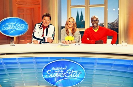 Dieter Bohlen mit seinen Jurykollegen von „Deutschland sucht den Superstar“ Natalie Horler und Bruce Darnell. Foto: dapd