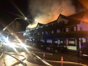 Der historische Teil der Traube Tonbach, in dem das international bekannte Drei-Sterne-Restaurant Schwarzwaldstube beheimatet ist, war am 5. Januar 2020 abgebrannt. Foto: Feuerwehr