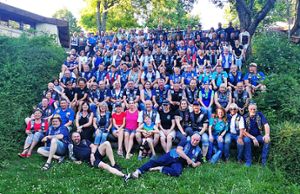 150 Teilnehmer haben sich zum elfjährigen Bestehen der Blue Knights Germany 32 in Tieringen getroffen. Fotos: Deyhle Foto: Schwarzwälder Bote