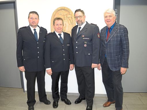 Uwe Bähr (von links), Stefan Possler, Thomas Stammel, Bürgermeister Siegfried Scheffold Foto: Jehle Foto: Schwarzwälder Bote